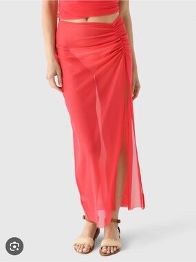Bond Eye Claudia Mesh Maxi Skirt in Cherry Red M/L